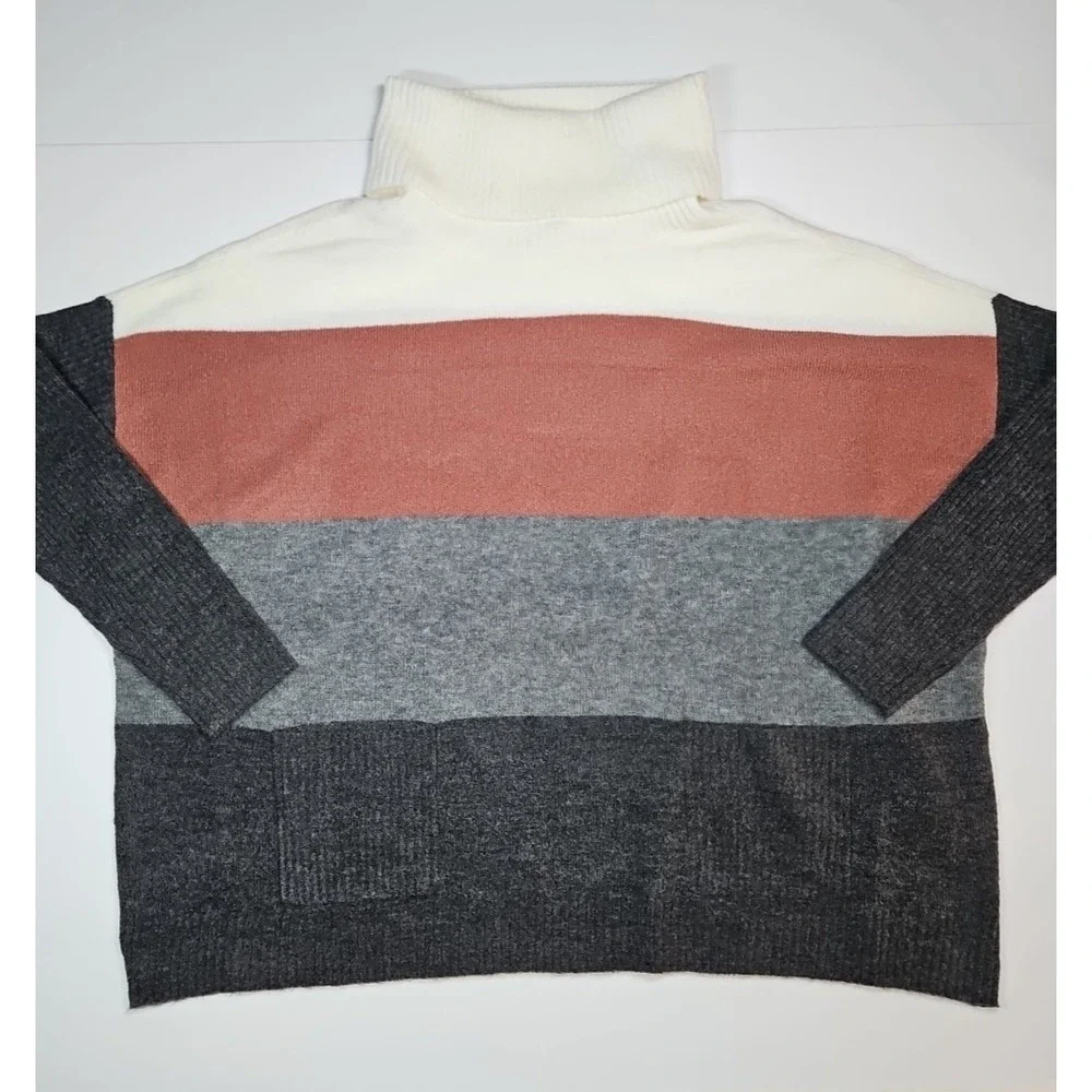 beachlunchlounge‎ Womens Oversized Colorblock Cowlneck Sweater Large NWT